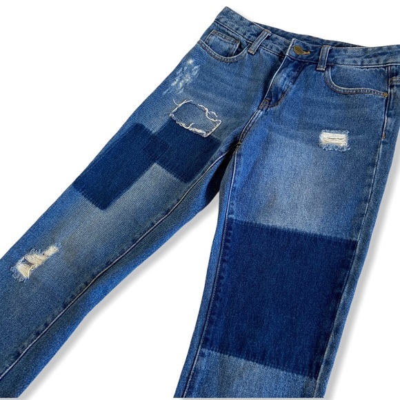 MO & Co. Distressed Denim Capris Blue Size 25 - Picture 8 of 12